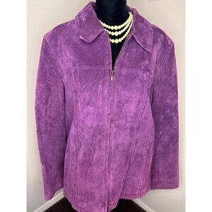 Vintage Coldwater Creek Purple Suede Leather Zip-Up Jacket - Plus Size 1X